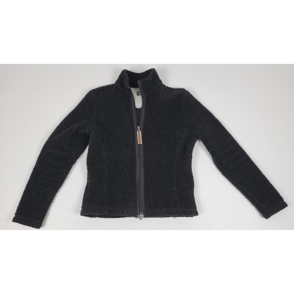 Vintage Napapijri Womens Medium Black Fleece Parkside‎ Ski Snow Jacket Full Zip